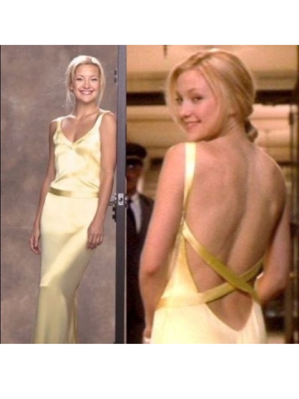 VTG Cache how to lose a guy in 10 days dress yellow Y2K